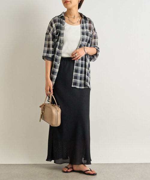 un dix cors（アンディコール）の「《こなれ感をプラス》袖リブシアーチェックシャツ（シャツ/ブラウス・レディース・ブラウン/レッド/ブラック・FREE）」の6枚目の写真