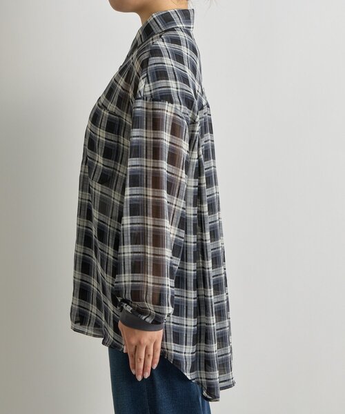 un dix cors（アンディコール）の「《こなれ感をプラス》袖リブシアーチェックシャツ（シャツ/ブラウス・レディース・ブラウン/レッド/ブラック・FREE）」の11枚目の写真