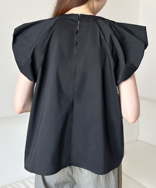 ReRe(リリ)の「フレンチスリーブブラウス(シャツ/ブラウス・レディース・テラコッタ/ホワイト/ブラック・MEDIUM)」の13枚目の写真