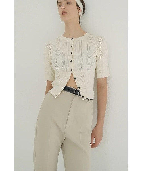 CLANE（クラネ）の「CLANE/クラネ/W FACE RIB KNIT CARDIGAN（カーディガン/ボレロ・レディース・ブラック/アイボリー・1）」の14枚目の写真