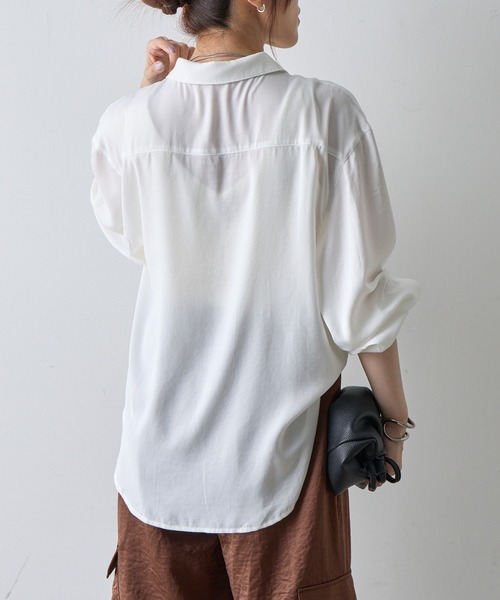 COLONY 2139（コロニートゥーワンスリーナイン）の「エステルワッシャー袖リブシャツ（シャツ/ブラウス・レディース・ブラック/ホワイト/ブラウン・FREE）」の6枚目の写真