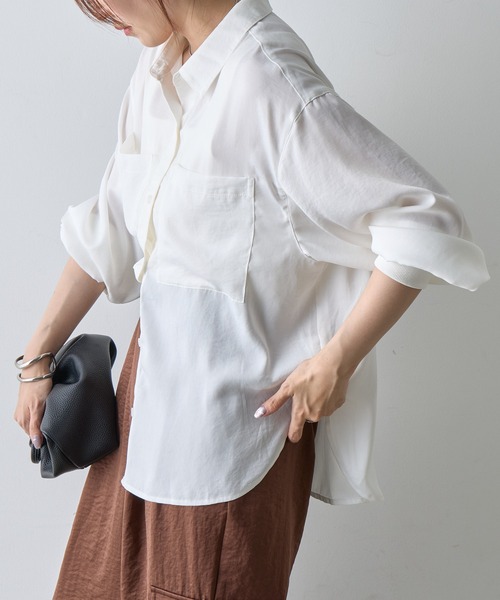 COLONY 2139（コロニートゥーワンスリーナイン）の「エステルワッシャー袖リブシャツ（シャツ/ブラウス・レディース・ブラック/ホワイト/ブラウン・FREE）」の5枚目の写真