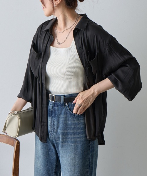 COLONY 2139（コロニートゥーワンスリーナイン）の「エステルワッシャー袖リブシャツ（シャツ/ブラウス・レディース・ブラック/ホワイト/ブラウン・FREE）」の12枚目の写真