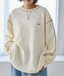 PENNEYS(ぺニーズ)のPENNEYS/ペニーズ 別注 THE FOX ワンポイントロゴ刺繍 ステッチ配色ワッフル長袖Tシャツ<抗菌防臭>(Tシャツ/カットソー)