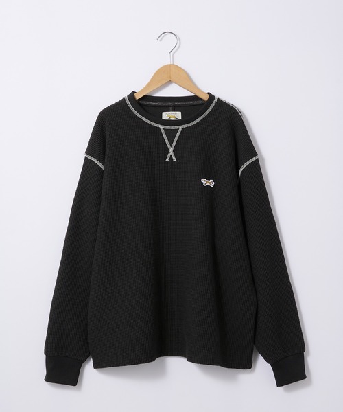 PENNEYS（ぺニーズ）の「PENNEYS/ペニーズ 別注 THE FOX ワンポイントロゴ刺繍 ステッチ配色ワッフル長袖Tシャツ<抗菌防臭>（Tシャツ/カットソー・レディース・ネイビー/アイボリー/グレー/カーキ/ブラック/イエロー・L/M）」の19枚目の写真