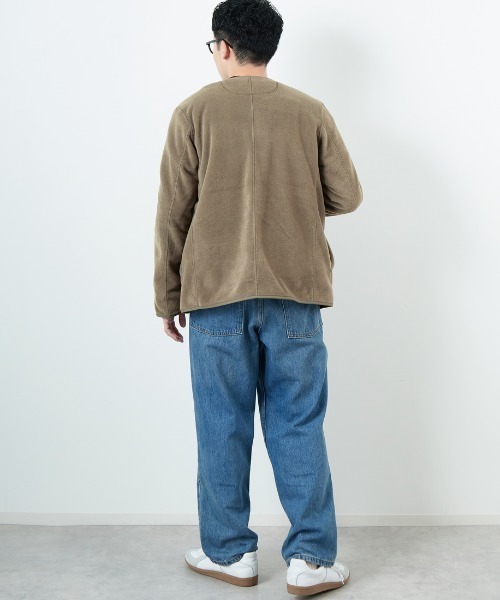 DANTON ノーカラージャケット ベージュ【Mサイズ】 DANTON/ダントン] フリース ノーカラージャケット（ノーカラー