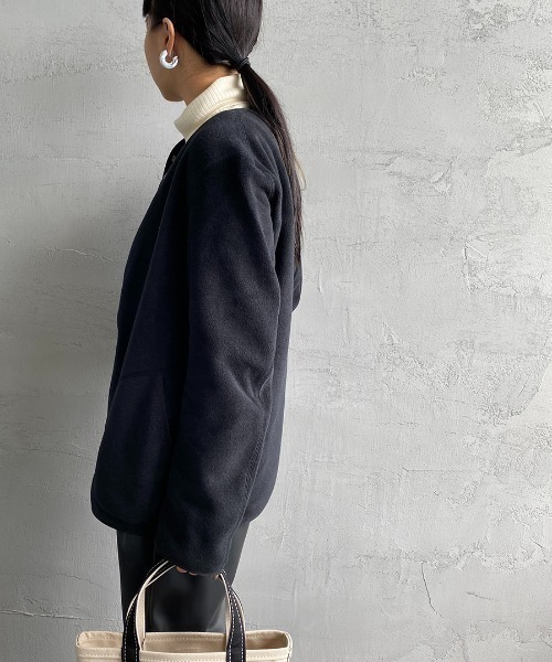 DANTON（ダントン）の「[DANTON/ダントン] フリース ノーカラージャケット（ノーカラージャケット・レディース・グレイッシュベージュ/ブラック/カーキ・44/42/40/38）」の11枚目の写真