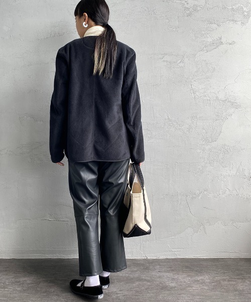 DANTON（ダントン）の「[DANTON/ダントン] フリース ノーカラージャケット（ノーカラージャケット・レディース・グレイッシュベージュ/ブラック/カーキ・44/42/40/38）」の14枚目の写真