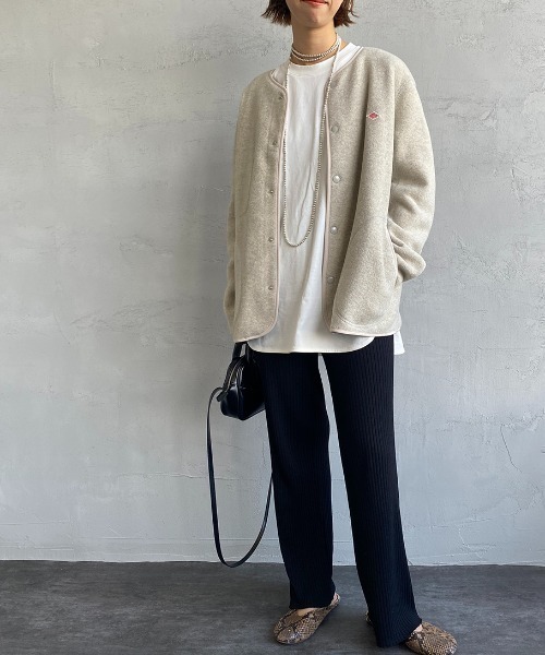 DANTON（ダントン）の「[DANTON/ダントン] フリース ノーカラージャケット（ノーカラージャケット・レディース・グレイッシュベージュ/ブラック/カーキ・44/42/40/38）」の8枚目の写真