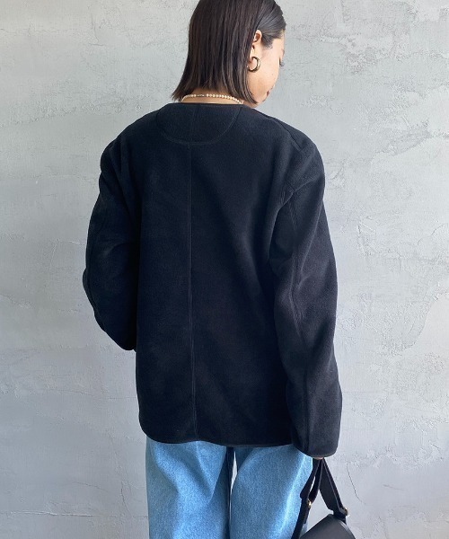 新品未使用　ダントン　DANTON ノーカラーフリースジャケット　ブラック Danton ジャケット ノーカラージャケット [DANTON/ダントン