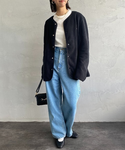 DANTON（ダントン）の「[DANTON/ダントン] フリース ノーカラージャケット（ノーカラージャケット・レディース・グレイッシュベージュ/ブラック/カーキ・44/42/40/38）」の6枚目の写真