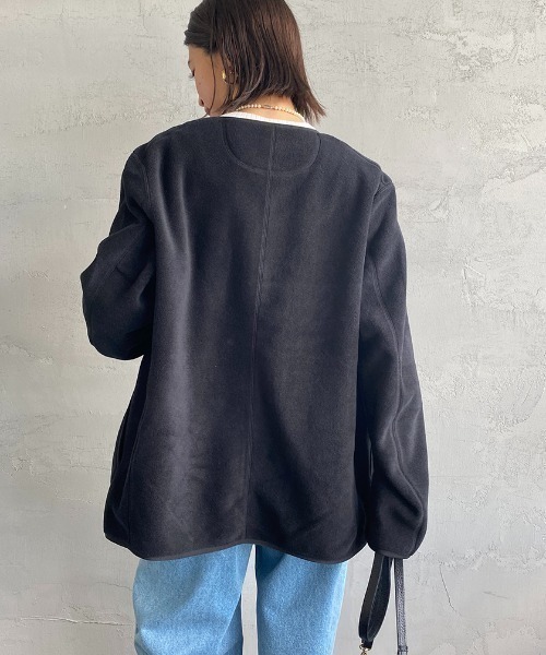 DANTON（ダントン）の「[DANTON/ダントン] フリース ノーカラージャケット（ノーカラージャケット・レディース・グレイッシュベージュ/ブラック/カーキ・44/42/40/38）」の20枚目の写真