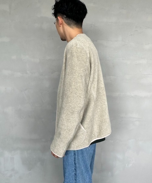 DANTON ノーカラーフリース ジャケットメンズ40グレー 新品タグ付き】ダントン フリース ノーカラージャケット