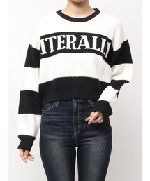 GYDA | LITERALLYボーダーショートニットトップス(ニット/セーター)