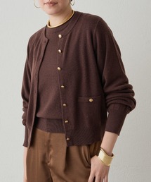 Loungedress ラウンジドレス バイカラーVニット ベージュ ブラウン LOUNGEDRESS（ラウンジドレス）の「FURカシミヤVニット（ニット