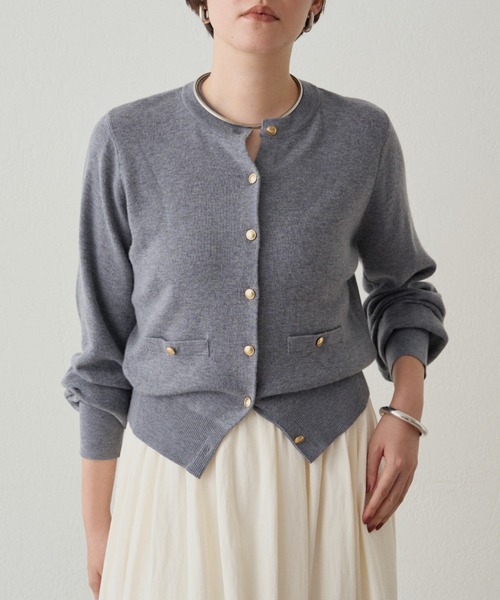 LOUNGEDRESS（ラウンジドレス）の「ウールカシミヤニットカーデ（ニット/セーター・レディース・グレー/ブルー/ブラウン/ピンク・FREE）」の2枚目の写真