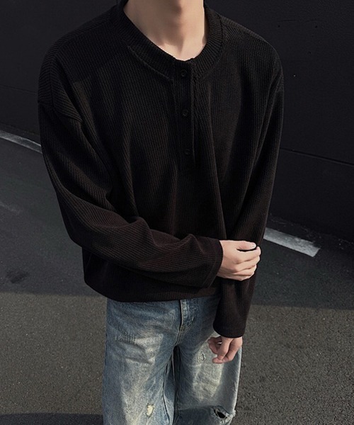 Ressaca(レサーカ)の「オーバーサイズヘンリーネックロンT(Tシャツ/カットソー・メンズ・オフホワイト/ブラック・L/M/XL)」の10枚目の写真