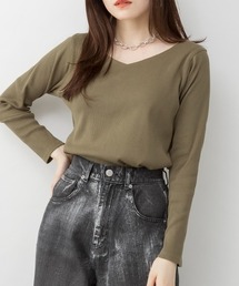 RCD（アールシーディー）の「2×2リブVネックカットソー（Tシャツ/カットソー・レディース）」