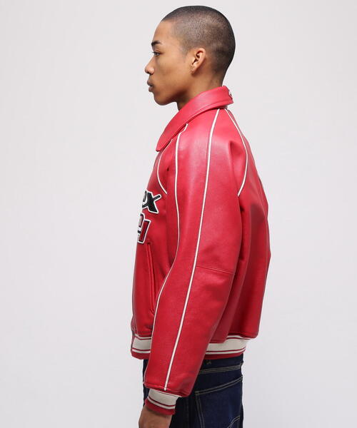 AVIREX（アヴィレックス）の「COW LOGO VARSITY JACKET / カウ ロゴ バーシティジャケット / AVIREX / アヴィレックス（スタジャン・メンズ・ネイビー/ブラック/レッド・X-LARGE/LARGE/MEDIUM/XX-LARGE）」の14枚目の写真