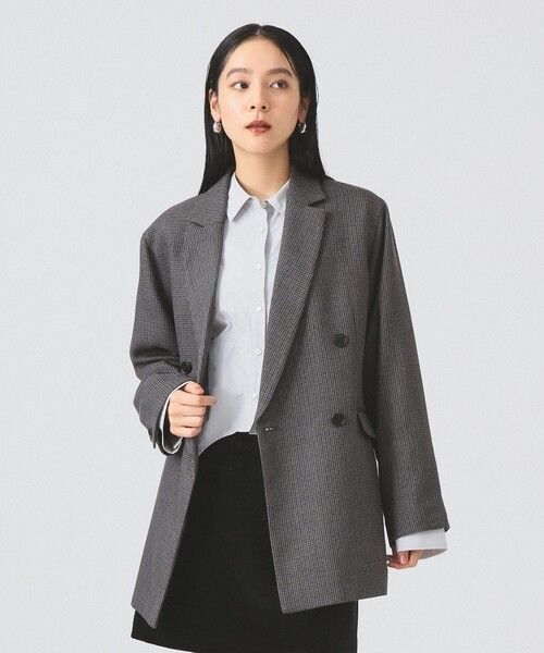 Ray BEAMS グレー チェック柄 テーラードジャケット　0 チェック オーバー ジャケット（テーラードジャケット）｜Ray