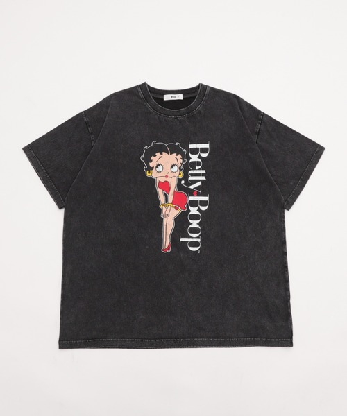 Betty Boop スウェットシャツ 黒 BETTY BOOP ベティ・ブープ 長袖 トレーナー ビッグシルエット