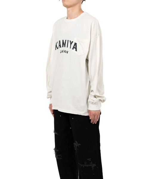 KAMIYA(カミヤ)の「"KAMIYA logo" Distressed Pocket L/S T-shirt(Tシャツ/カットソー・メンズ・ホワイト/ブラック・M/L/S)」の11枚目の写真