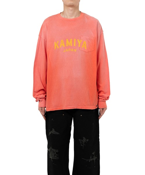 KAMIYA(カミヤ)の「"KAMIYA logo" Distressed Pocket L/S T-shirt(Tシャツ/カットソー・メンズ・ホワイト/ブラック・M/L/S)」の4枚目の写真