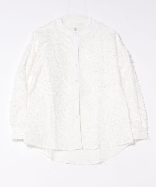 Lace Ladies(レースレディース)の「立体 ジャガード 長袖 ボタン ブラウス(シャツ/ブラウス・レディース・ブラック/アイボリー/ホワイト・FREE)」の2枚目の写真