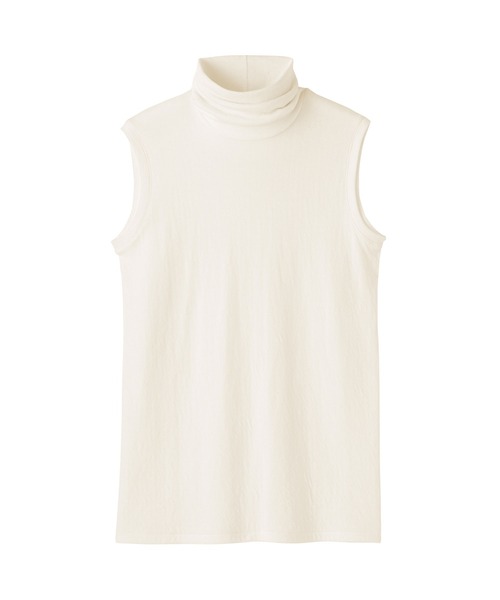 MUJI Labo(ムジラボ)の「〔MUJI Labo〕婦人 コットンカシミヤタートルネックノースリーブTシャツ(Tシャツ/カットソー・レディース・グレー系/オフホワイト/ブラック・L/M/XL/S)」の7枚目の写真