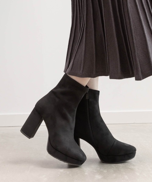 晴雨兼用 チャンキーヒールベーシックショートブーツ（ブーツ）｜RANDA