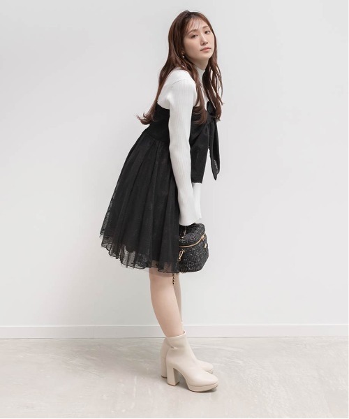 RANDA（ランダ）の「晴雨兼用 チャンキーヒールベーシックショートブーツ（ブーツ・レディース・ダークブラウン/アイボリー/ブラック系その他2/ブラック系その他・S/M/LL/L）」の16枚目の写真