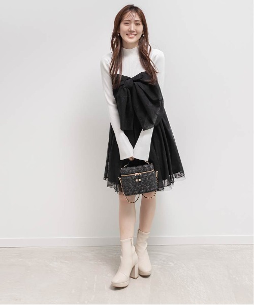 RANDA（ランダ）の「晴雨兼用 チャンキーヒールベーシックショートブーツ（ブーツ・レディース・ダークブラウン/アイボリー/ブラック系その他2/ブラック系その他・S/M/LL/L）」の12枚目の写真