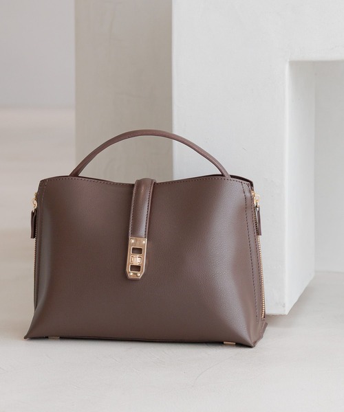 Andemiu（アンデミュウ）の「サイドジップバッグ595855（ハンドバッグ・レディース・ブラウン/ピンク/アイボリー/ブラック・FREE）」の4枚目の写真