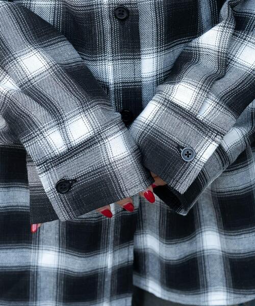 WEGO(ウィゴー)の「WEGO/裏毛フードチェックシャツ(シャツ/ブラウス・レディース・ブラウン系その他2/ブラック系その他2・FREE)」の9枚目の写真