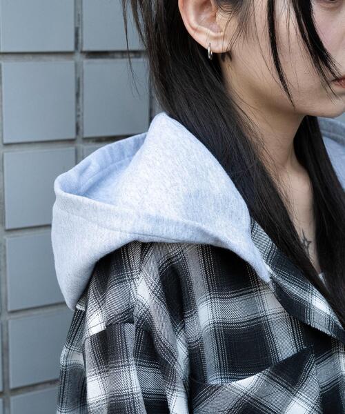 WEGO(ウィゴー)の「WEGO/裏毛フードチェックシャツ(シャツ/ブラウス・レディース・ブラウン系その他2/ブラック系その他2・FREE)」の10枚目の写真