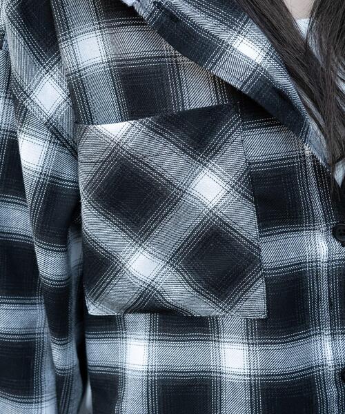 WEGO(ウィゴー)の「WEGO/裏毛フードチェックシャツ(シャツ/ブラウス・レディース・ブラウン系その他2/ブラック系その他2・FREE)」の11枚目の写真