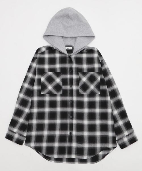 WEGO(ウィゴー)の「WEGO/裏毛フードチェックシャツ(シャツ/ブラウス・レディース・ブラウン系その他2/ブラック系その他2・FREE)」の21枚目の写真