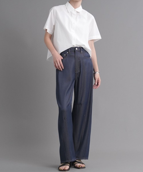 .WORKS(ドットワークス)の「T/Rデニムバレルレッグパンツ(デニムパンツ・レディース・ダークグレー/ネイビー/グレー/ブラック・M/L)」の1枚目の写真
