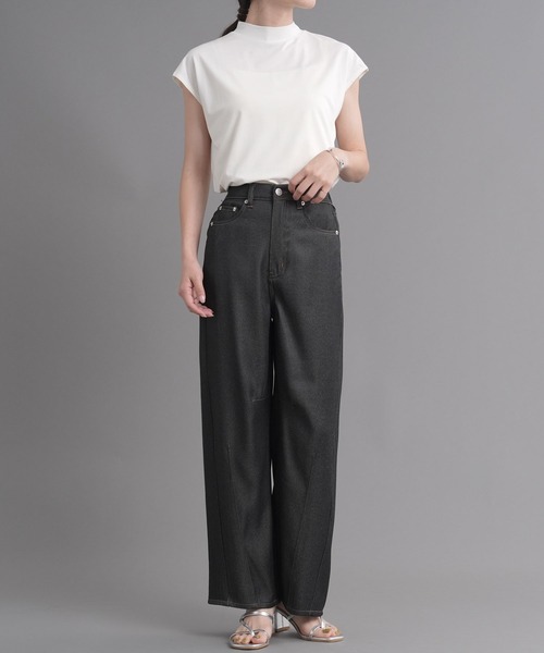 .WORKS(ドットワークス)の「T/Rデニムバレルレッグパンツ(デニムパンツ・レディース・ダークグレー/ネイビー/グレー/ブラック・M/L)」の16枚目の写真