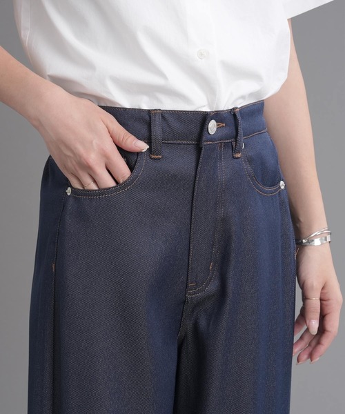 .WORKS(ドットワークス)の「T/Rデニムバレルレッグパンツ(デニムパンツ・レディース・ダークグレー/ネイビー/グレー/ブラック・M/L)」の22枚目の写真