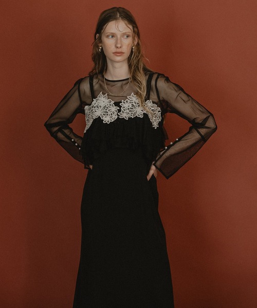 ワンピース et.UNiVER Petal embroidery dress Petal embroidery dress（ドレス）｜et.UNiVER（エトユニベール