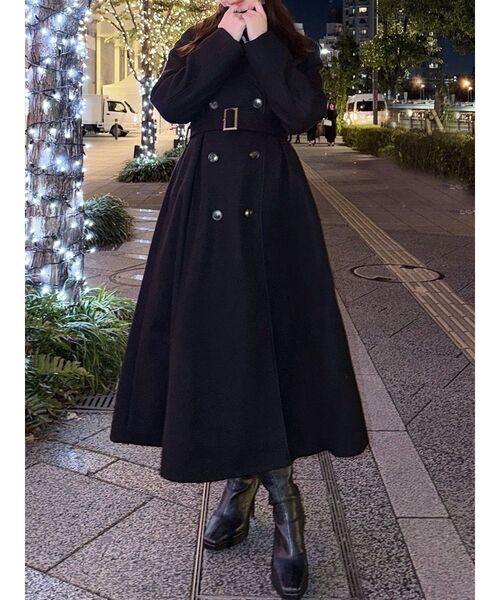 RESEXXY（リゼクシー）の「フレアデザインロングコート（その他アウター・レディース・チャコールグレー/ブラック/ベージュ・SMALL/MEDIUM）」の2枚目の写真