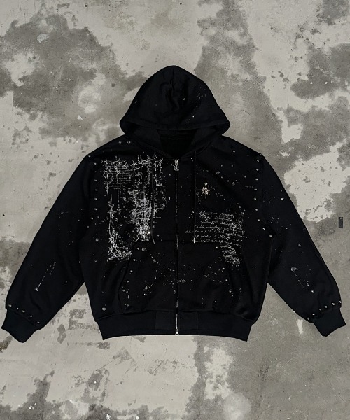 A'GEM/9 エージェムナイン ジップアップ 刺繍パーカー フリーサイズ A'GEM/9 × .kom 『A'GEM/9/エージェムナイン』 Ed Hardy カラー