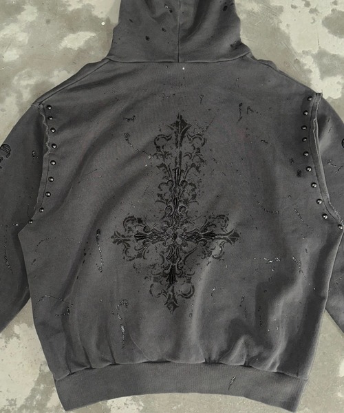 A'GEM/9 エージェムナイン ジップアップ 刺繍パーカー フリーサイズ A'gem 9 パーカー A'GEM/9 × .kom 「A'GEM/9/エージェムナイン」バック