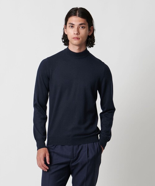 グランサッソ　ネイビー　モックネックセーター Gran Sasso＞12ゲージ モックネック ニット（ニット/セーター）｜Gran