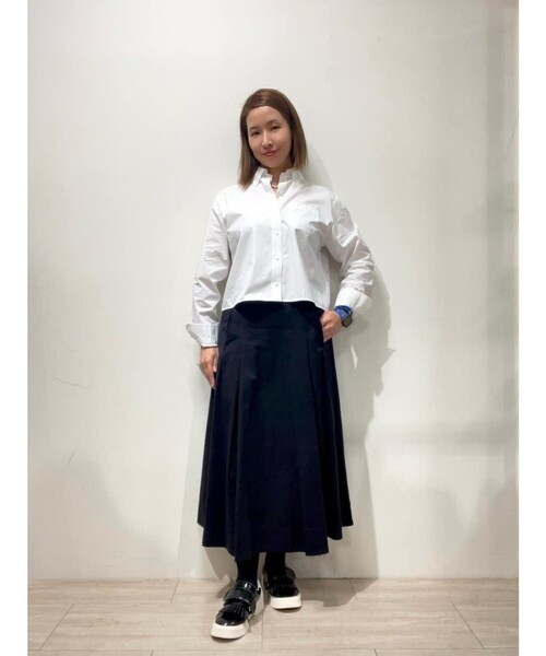 BROOKS BROTHERS（ブルックスブラザーズ）の「ストレッチコットンツイル　Aライン　タックプリーツスカート（スカート・レディース・ブラック・8/6/4/2/0）」の8枚目の写真