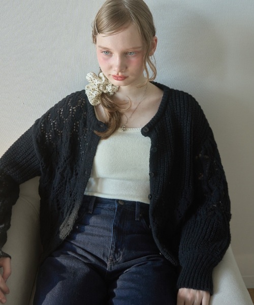 セール】パッチワークニットカーディガン/patchwork knit cardigan