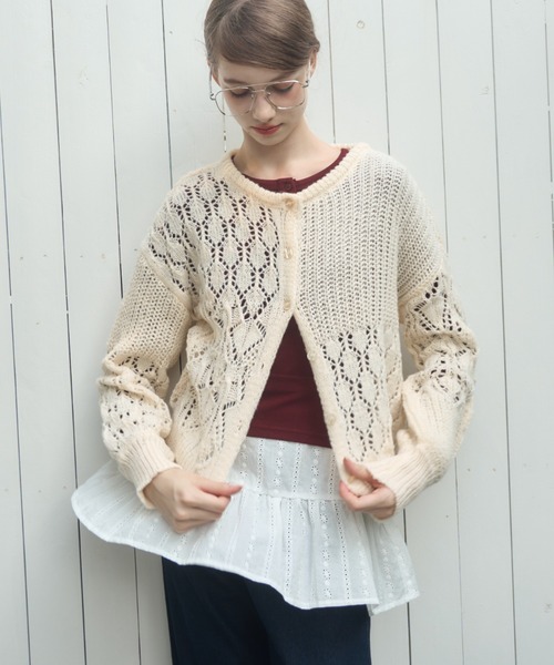 パッチワークニットカーディガン/patchwork knit cardigan