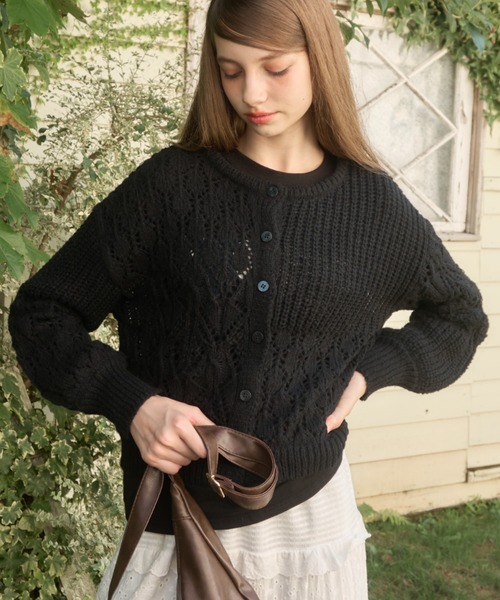 パッチワークニットカーディガン/patchwork knit cardigan