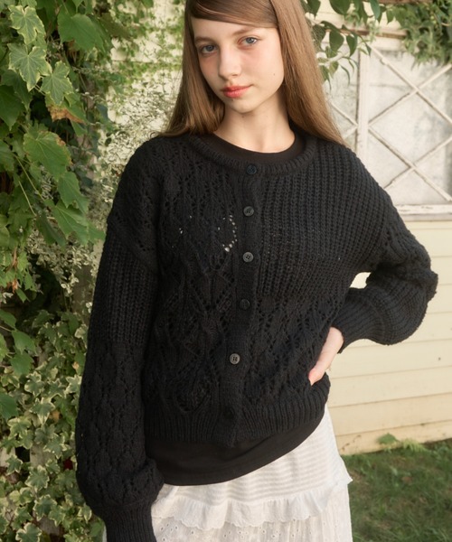 パッチワークニットカーディガン/patchwork knit cardigan